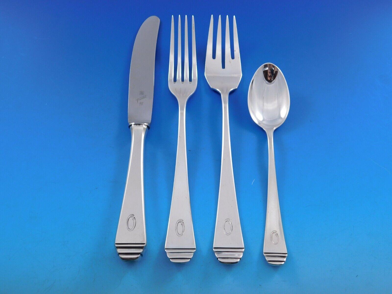 XIXe siècle Service de couverts en argent 800 allemand 98 pièces O monogramme Pyramid Design en vente