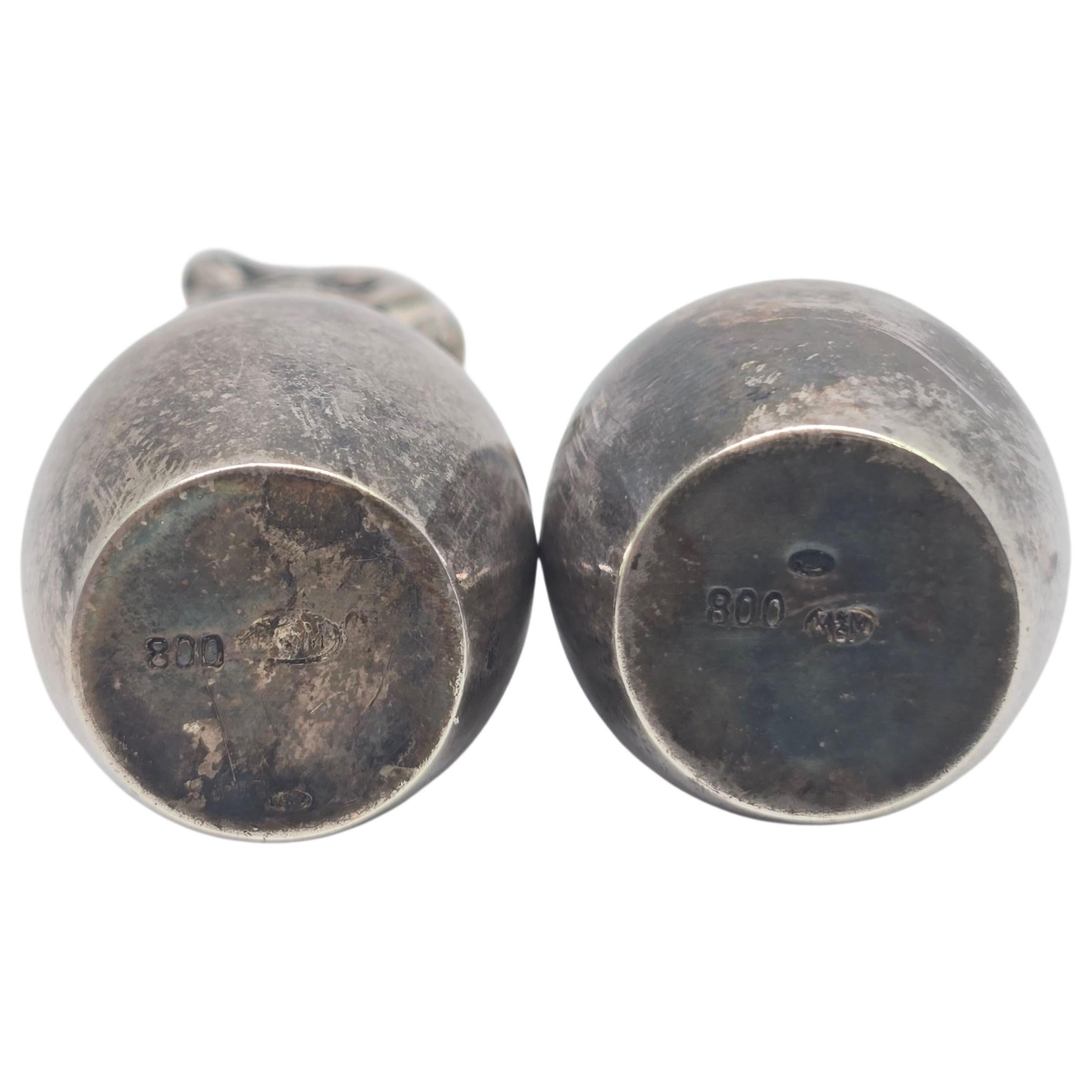 Shakers sale e pepe in argento 800 tedesco con gufo e pulcino #23986 in vendita 5