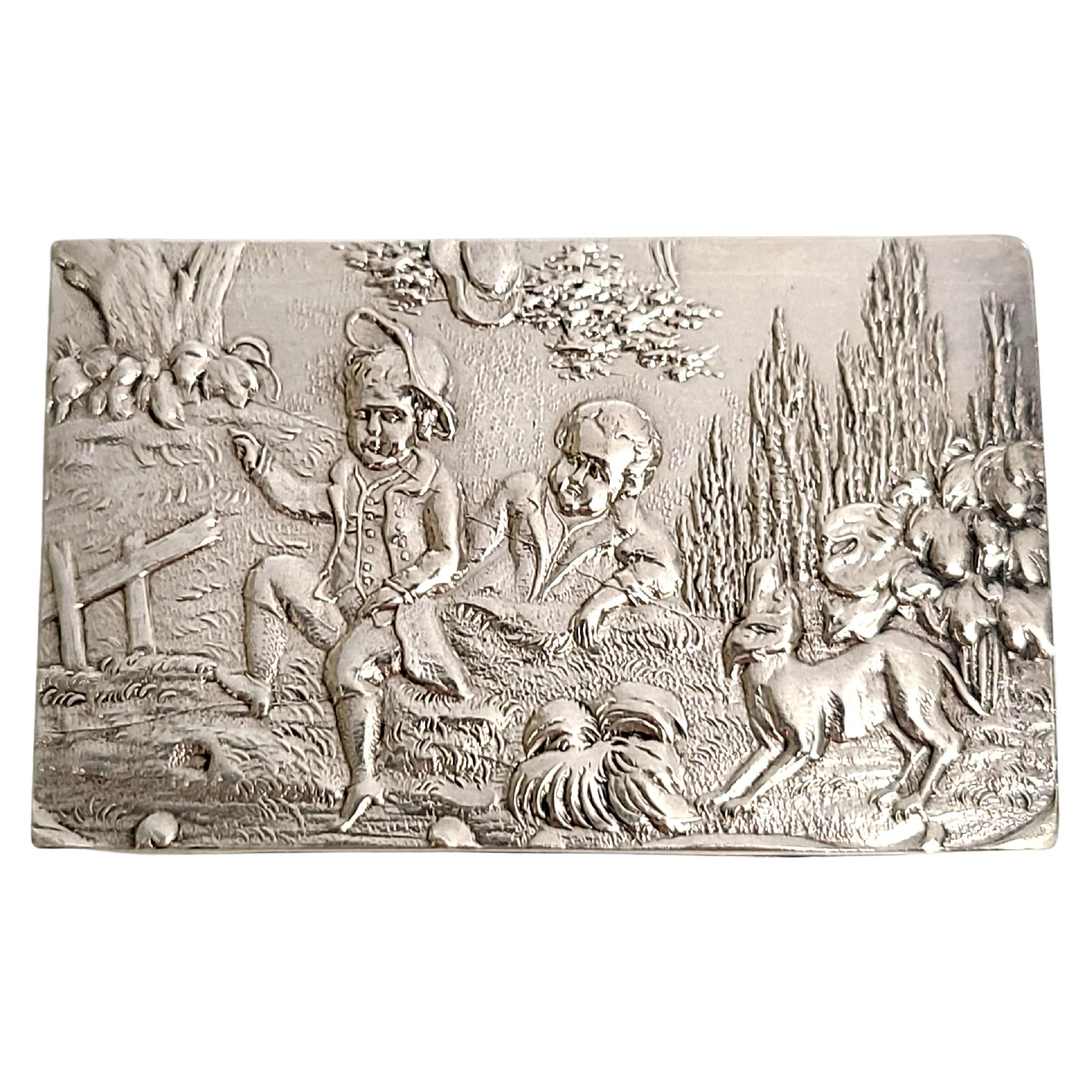 Women's or Men's German 800 Silver Repousse Scenes Matchbox Holder