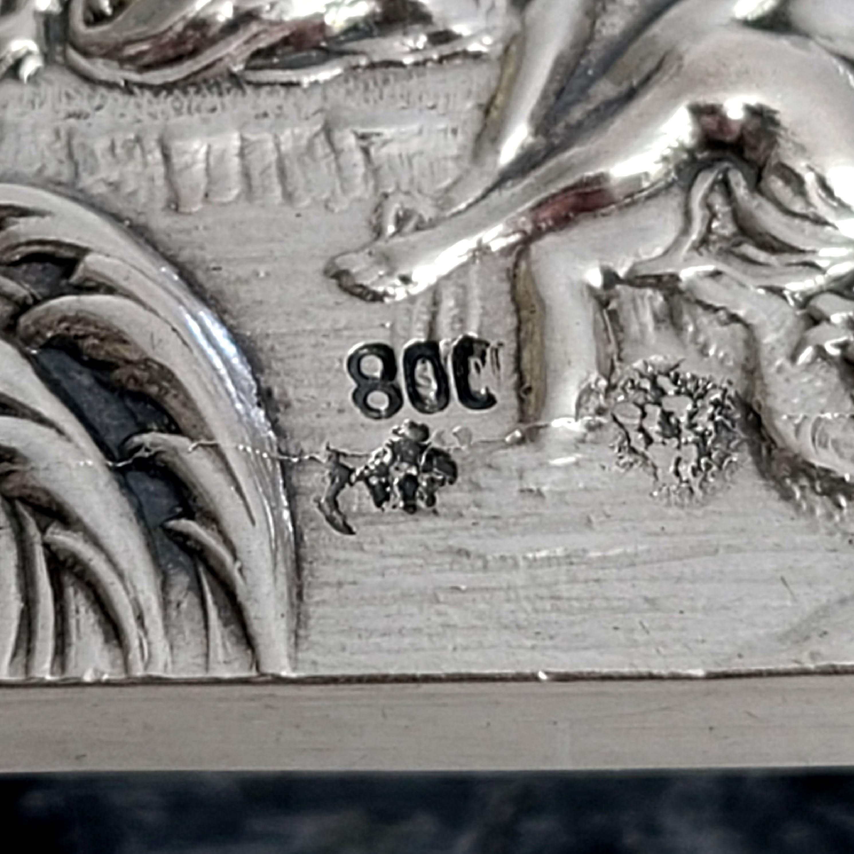 German 800 Silver Repousse Scenes Matchbox Holder 2