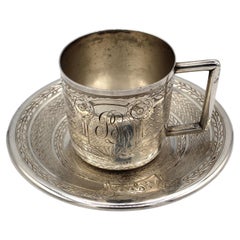 German 800 Standard Silver Cup & Saucer, circa 1900