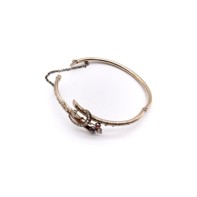 German 8k Gold Aesthetic Movement Bypass Bracelet, circa 1880 For Sale ...