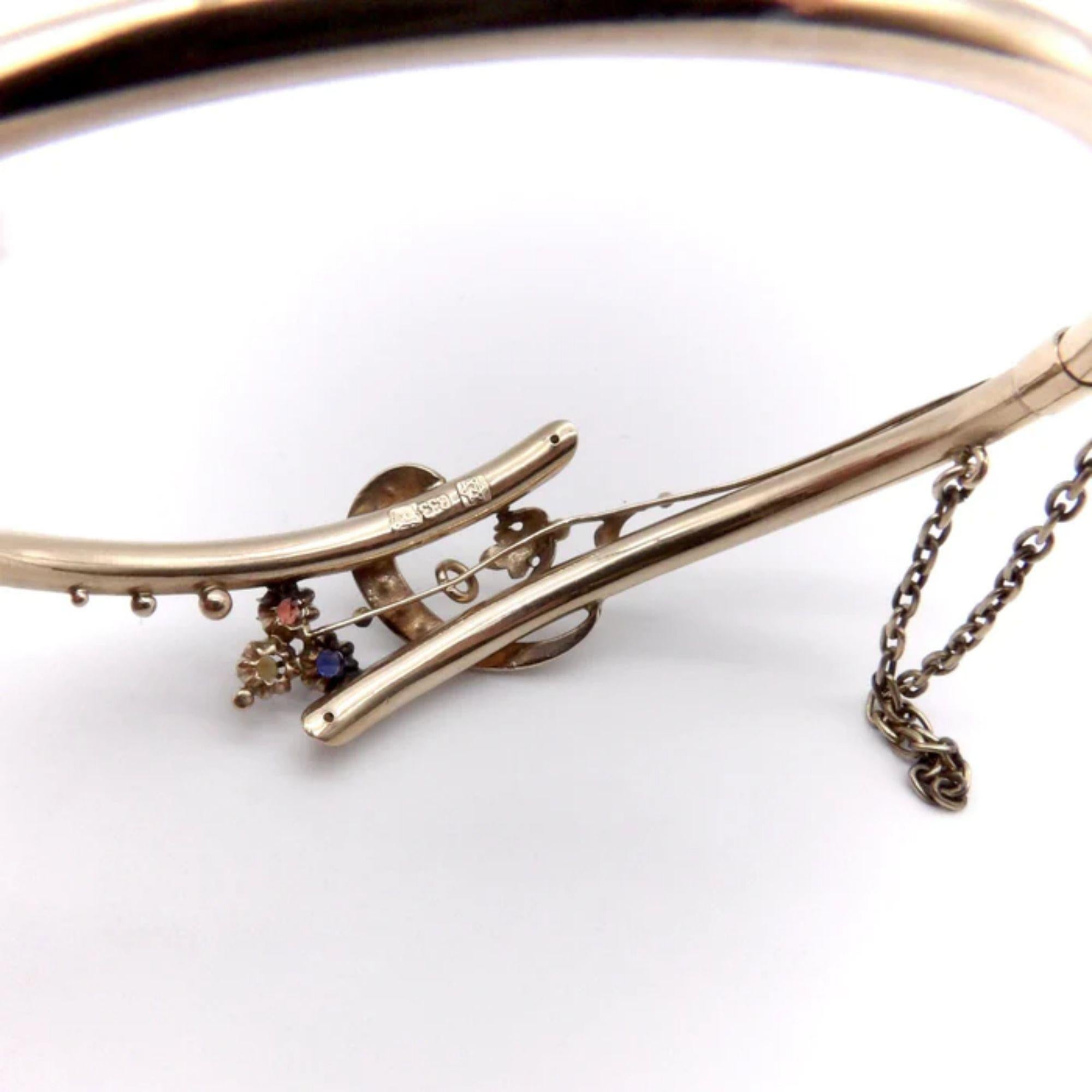 Bracelet en or 8K allemand Aesthetic Movement Bypass, circa 1880 Bon état - En vente à Venice, CA