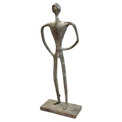 German Abstract Bronze Sculpture of Standing Male