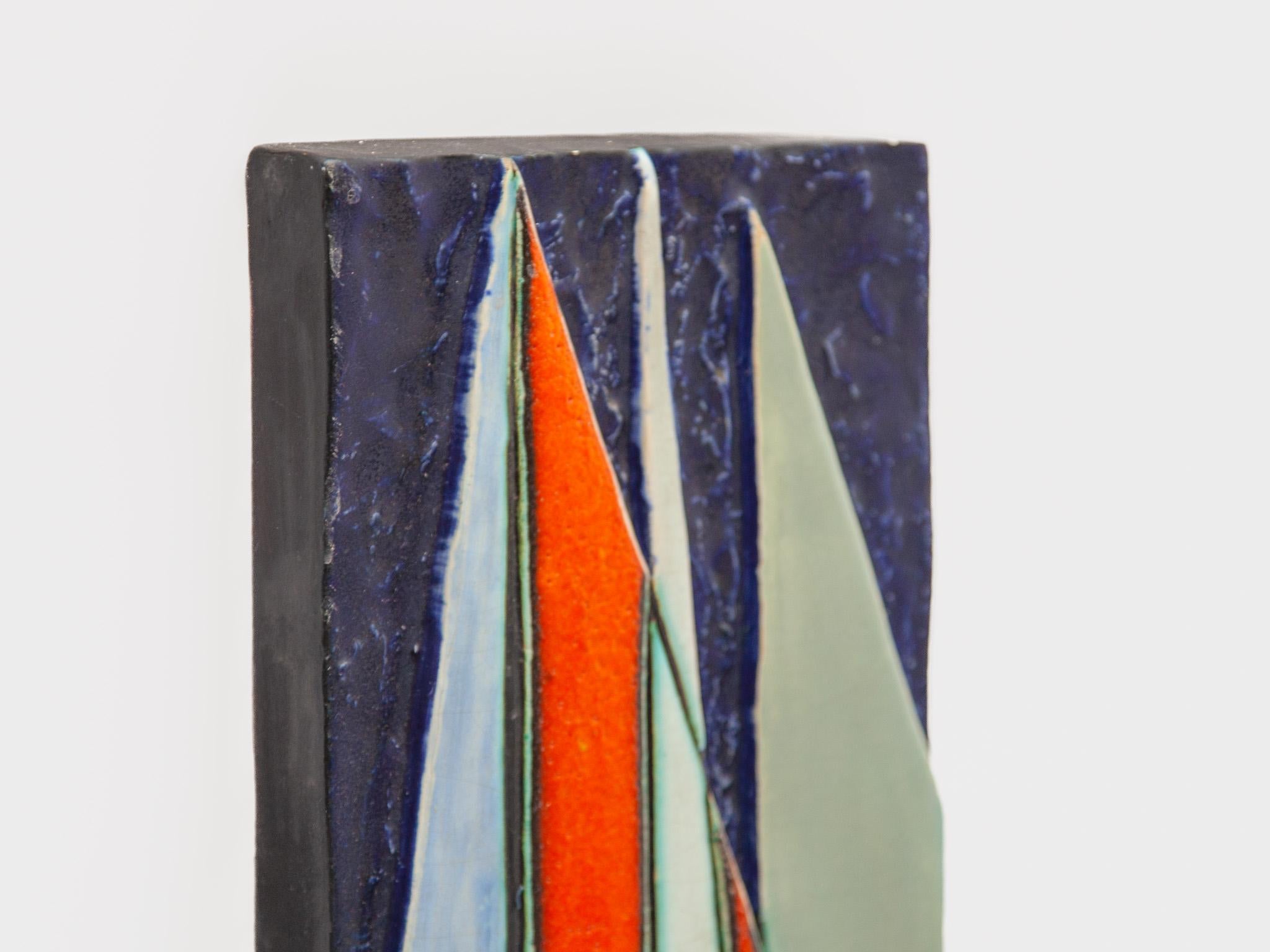 Ceramic German Abstract Sailing Boat Wall Mounted Tile by Helmut Schäffenacker, 1960s For Sale