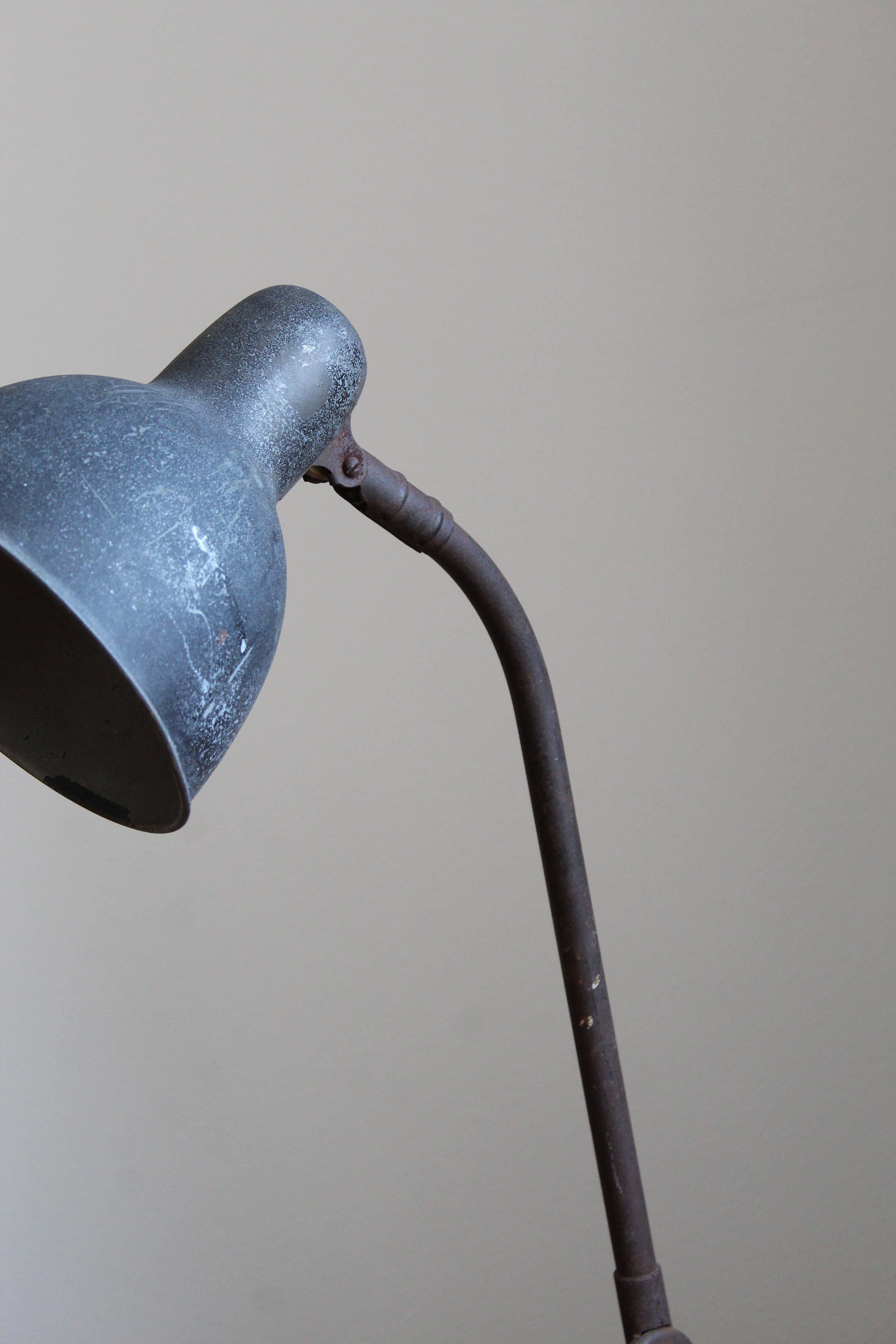 German, Adjustable Desk Light, Metal, Germany, 1940s In Fair Condition In High Point, NC