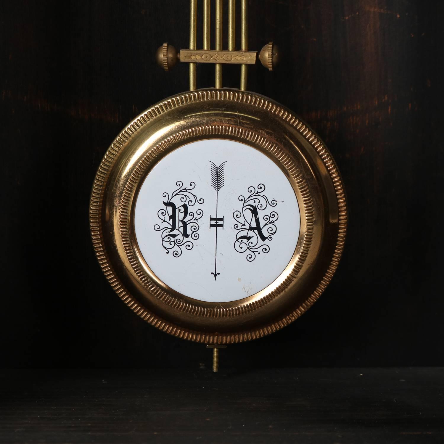German Aesthetic Movement Carved, Gilt and Ebonized Walnut Mantel Clock 6