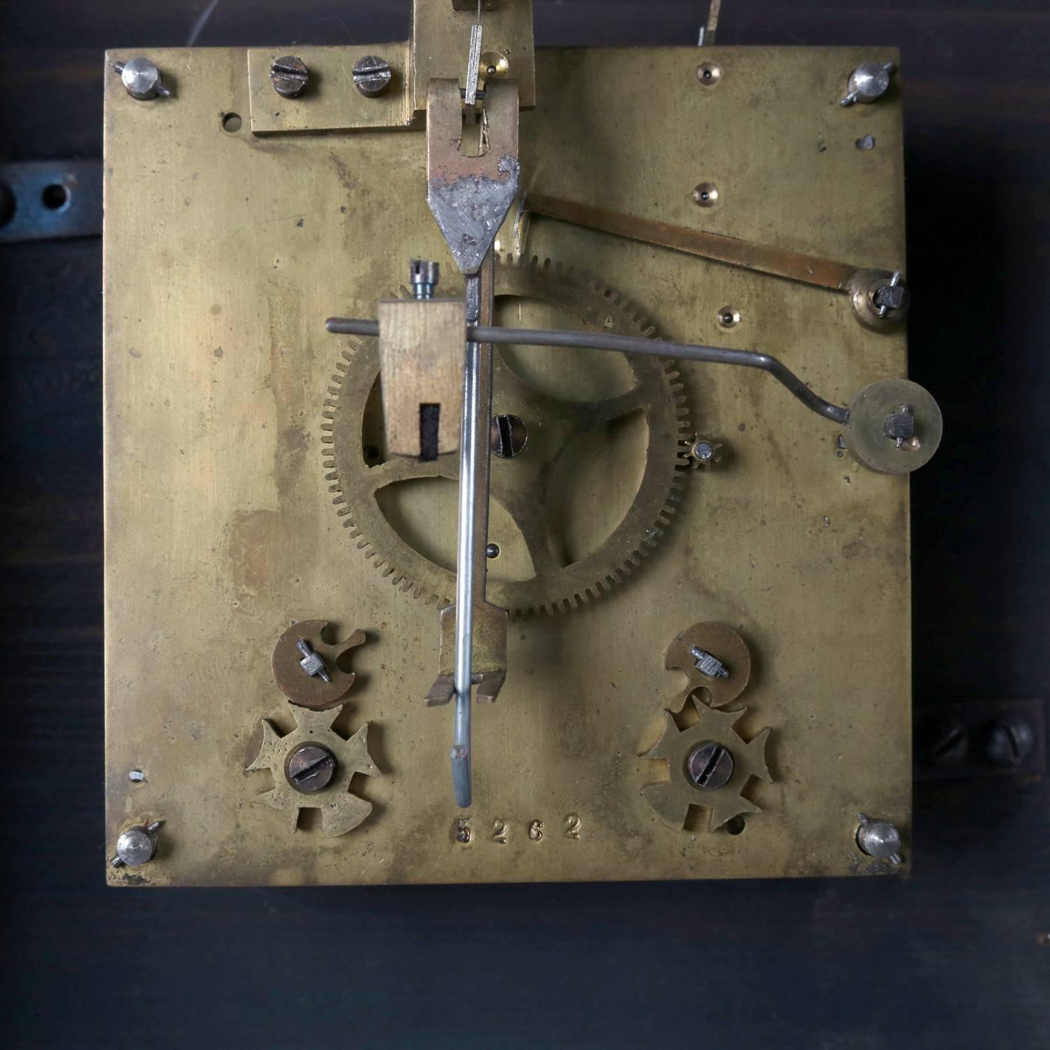 German Aesthetic Movement Carved, Gilt and Ebonized Walnut Mantel Clock 3