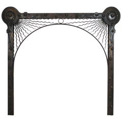 Antique German Aesthetic Movement Fireplace Surround in Handwrought Iron