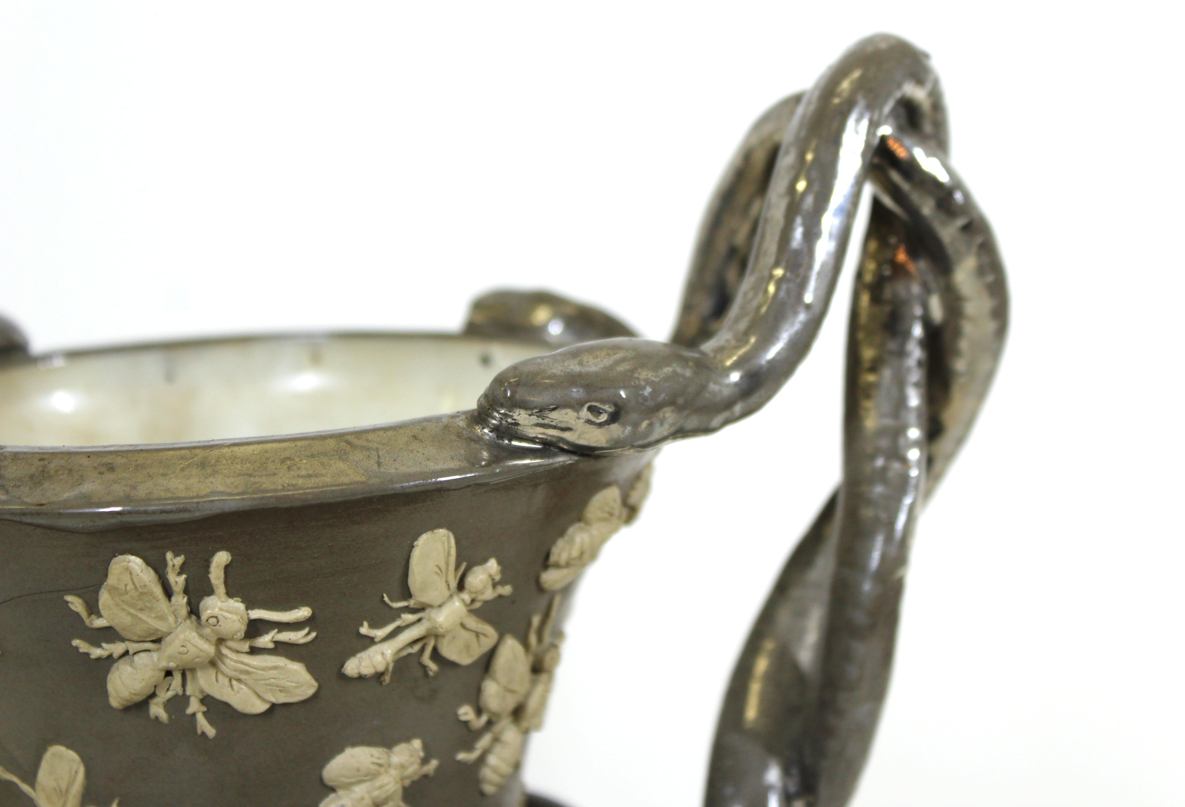 Ceramic German Aesthetic Style Exhibition Vase with Bugs, Bees and Snake Handles
