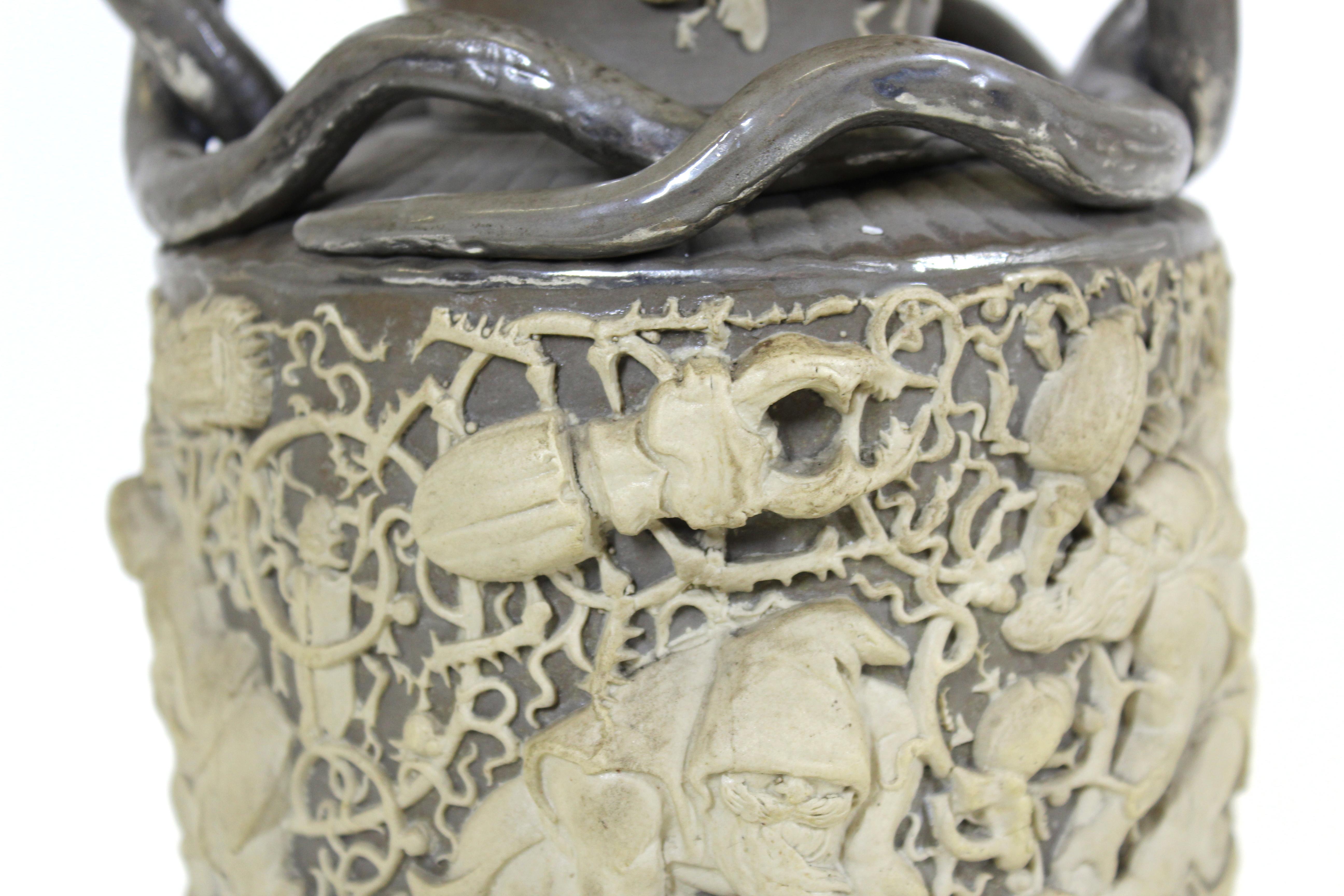 German Aesthetic Style Exhibition Vase with Bugs, Bees and Snake Handles 2