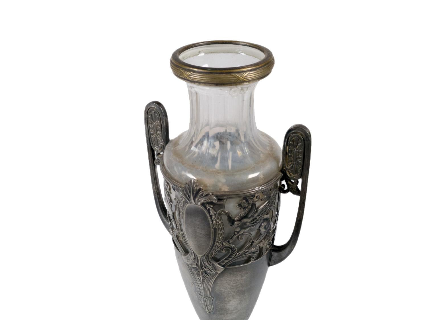 Silvered German Amphora Neoclassical style, 1900s For Sale