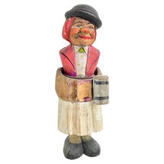 ANRI alemán Figura tallada Tapón de botella con soporte, vintage años 20
