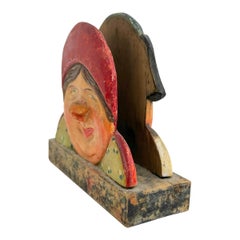 ANRI Holz geschnitzt Figur Figural Serviettenhalter Stand, vintage 1920s