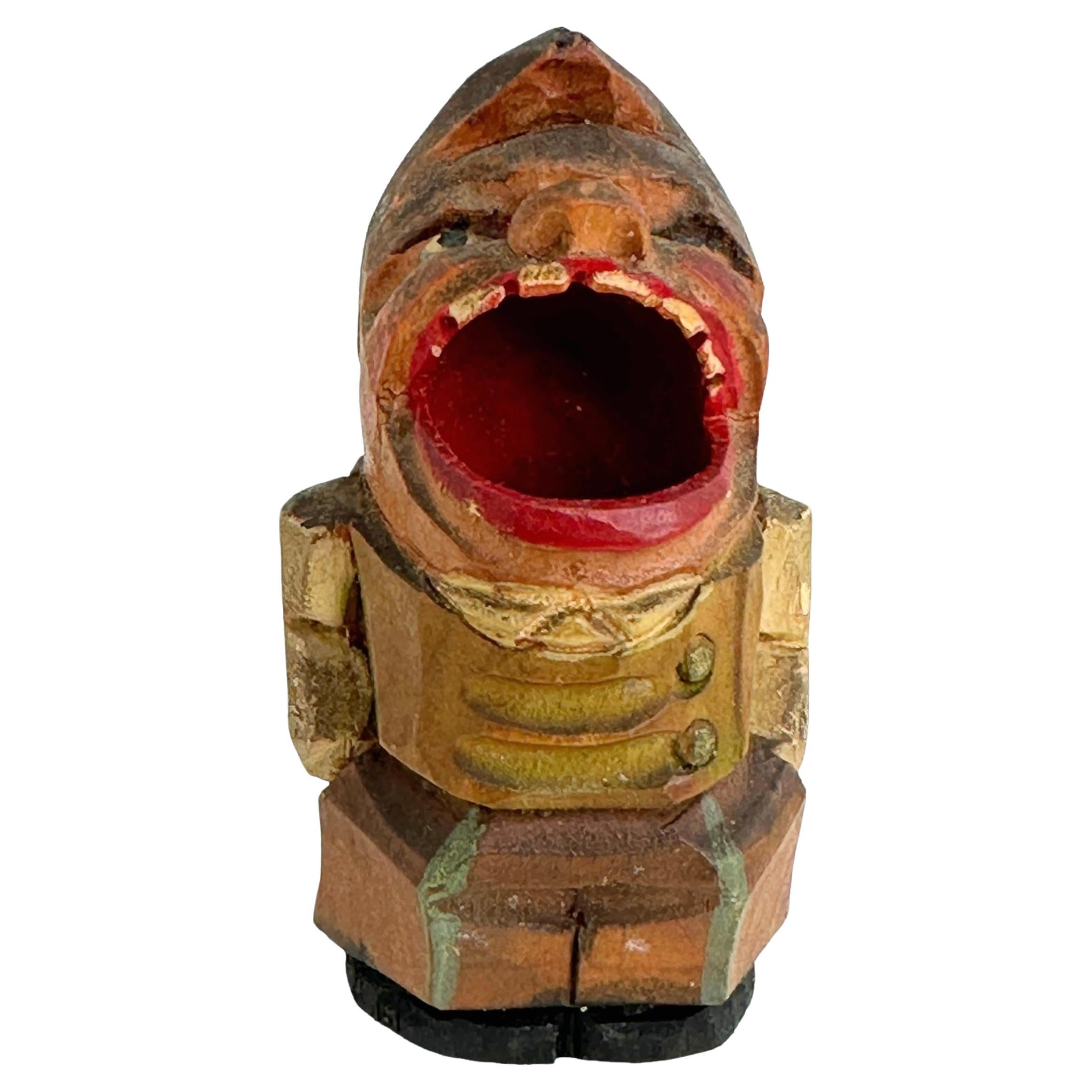 Porte-dents de guerre allemand ANRI en bois sculpté, vintage des années 1920