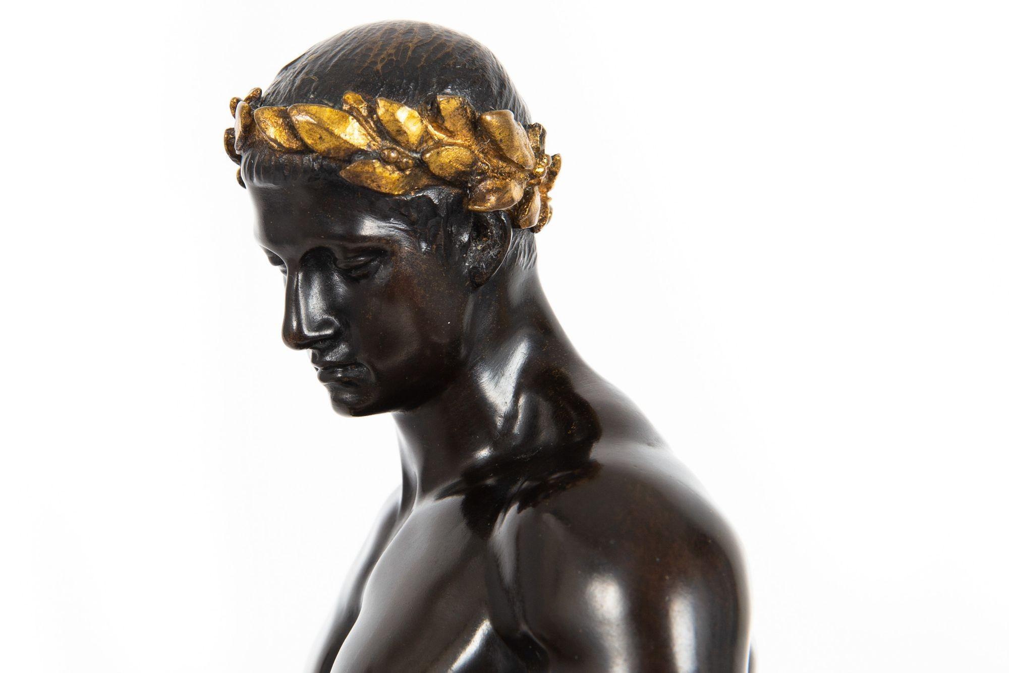 German Antique Bronze Sculpture “Fencer” by Fritz Heinemann 12
