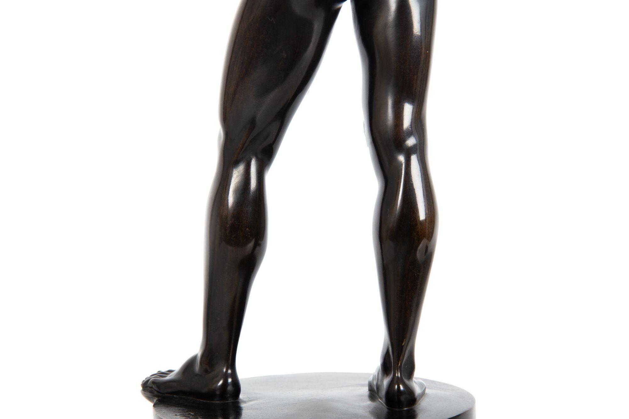 German Antique Bronze Sculpture “Fencer” by Fritz Heinemann 14