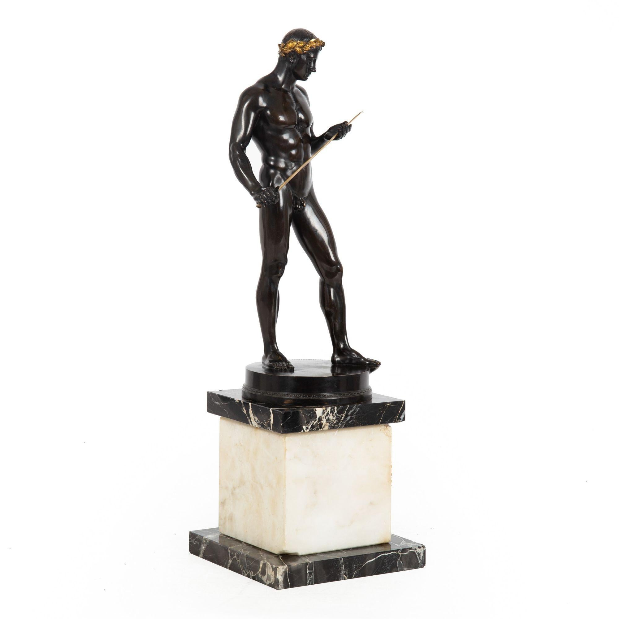 Art Deco German Antique Bronze Sculpture “Fencer” by Fritz Heinemann For Sale