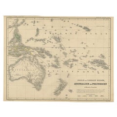 German Antique Map of Australia and Polynesia, c.1870