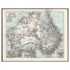 German Antique Map of Australia, Meyers, 1885