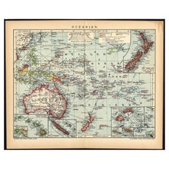 German Antique Map of Oceania, 1895