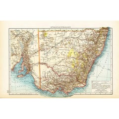 German Antique Map of Southeastern Australia, 1904