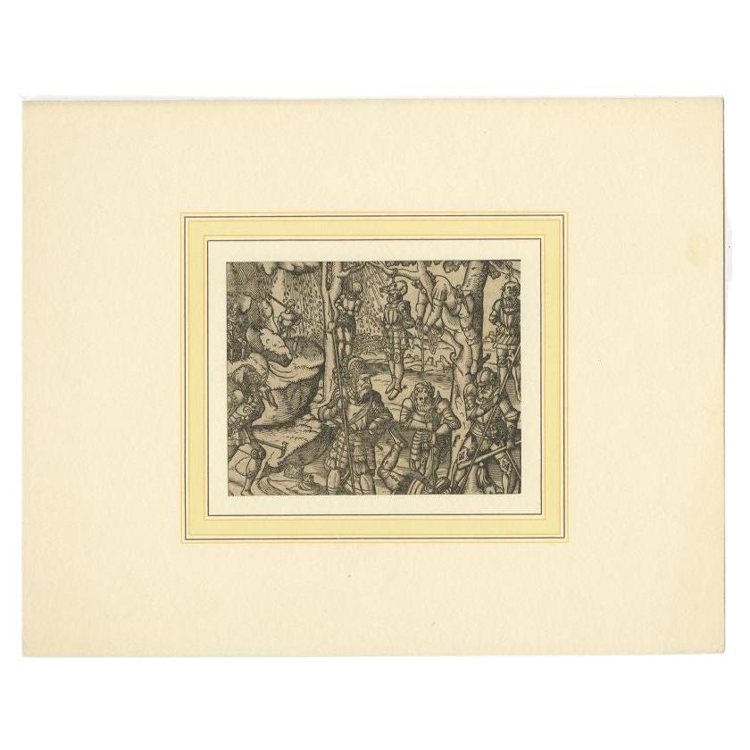 German Antique Print of a Military Scene, circa 1600