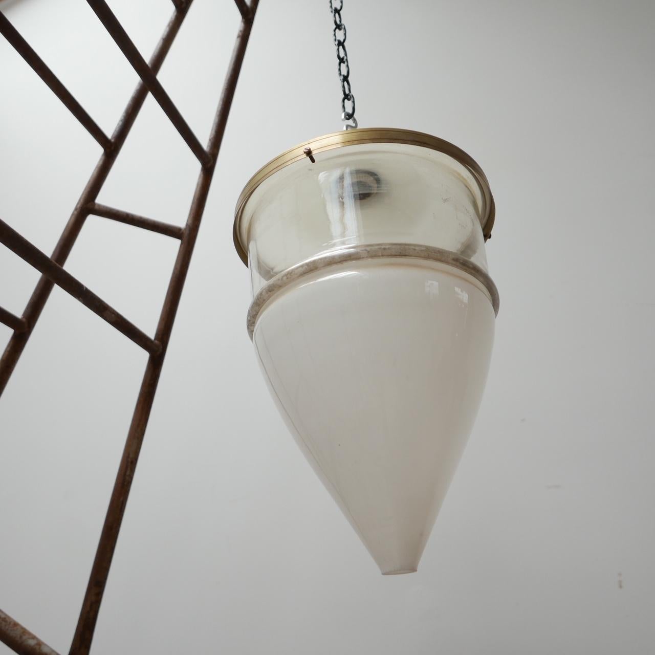 Grande lampe à suspension allemande ancienne en trois parties en vente 4