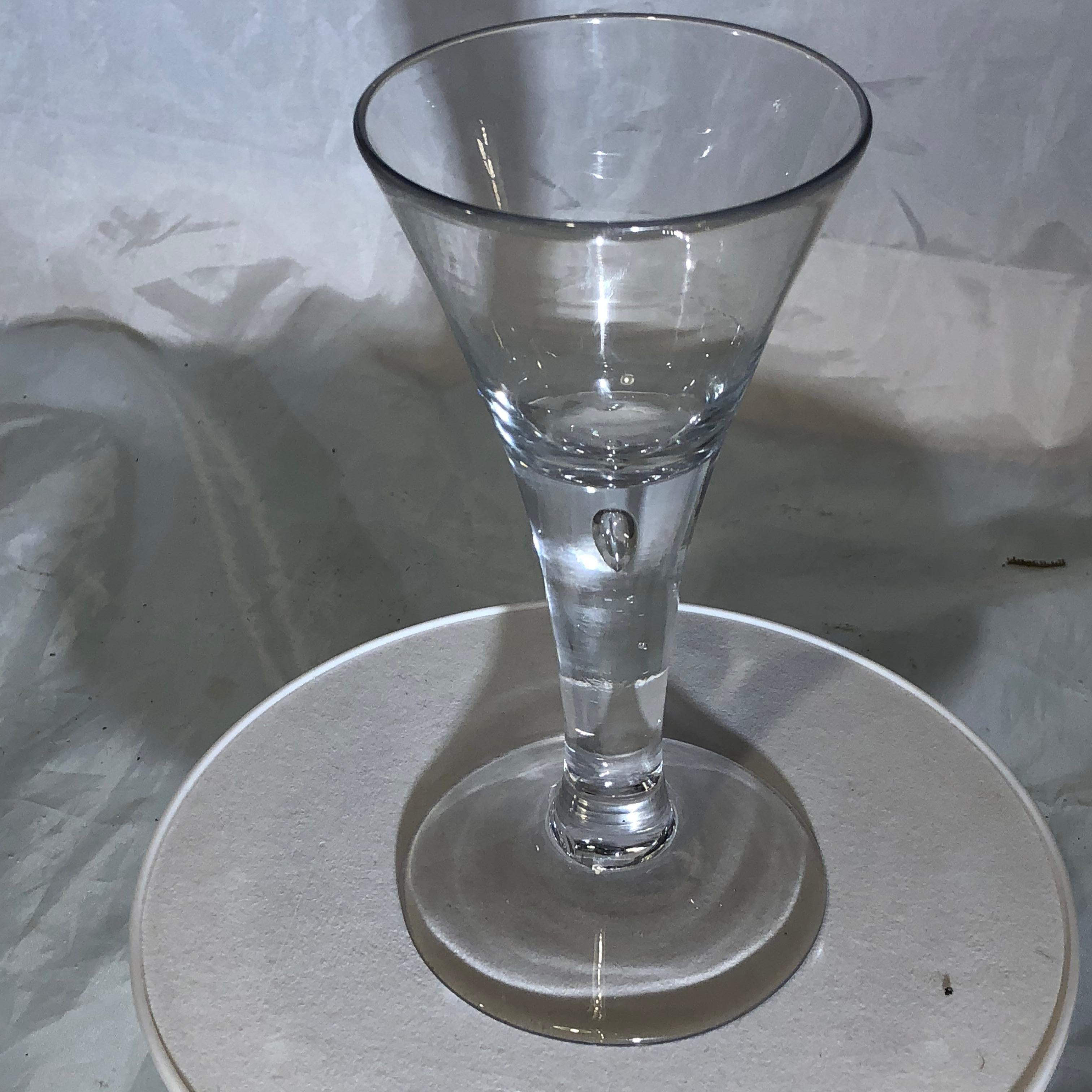 German Antique Wine Drinking Glass with Air Bubble, 18th Century 3