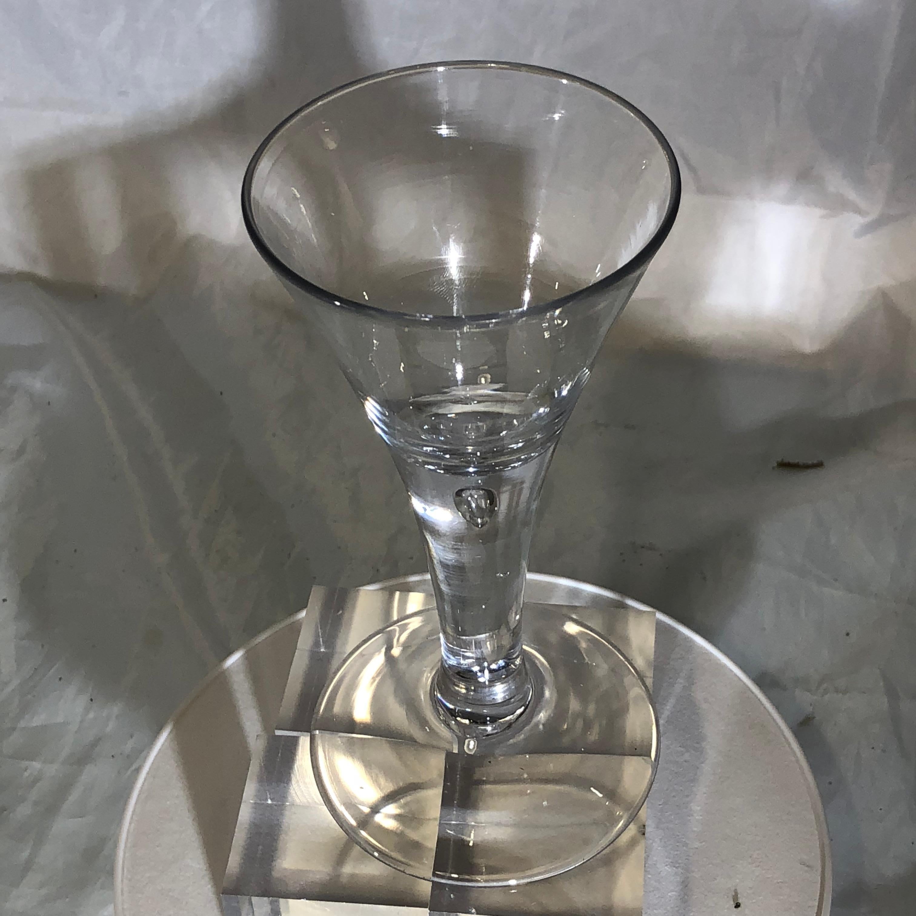 German Antique Wine Drinking Glass with Air Bubble, 18th Century 2