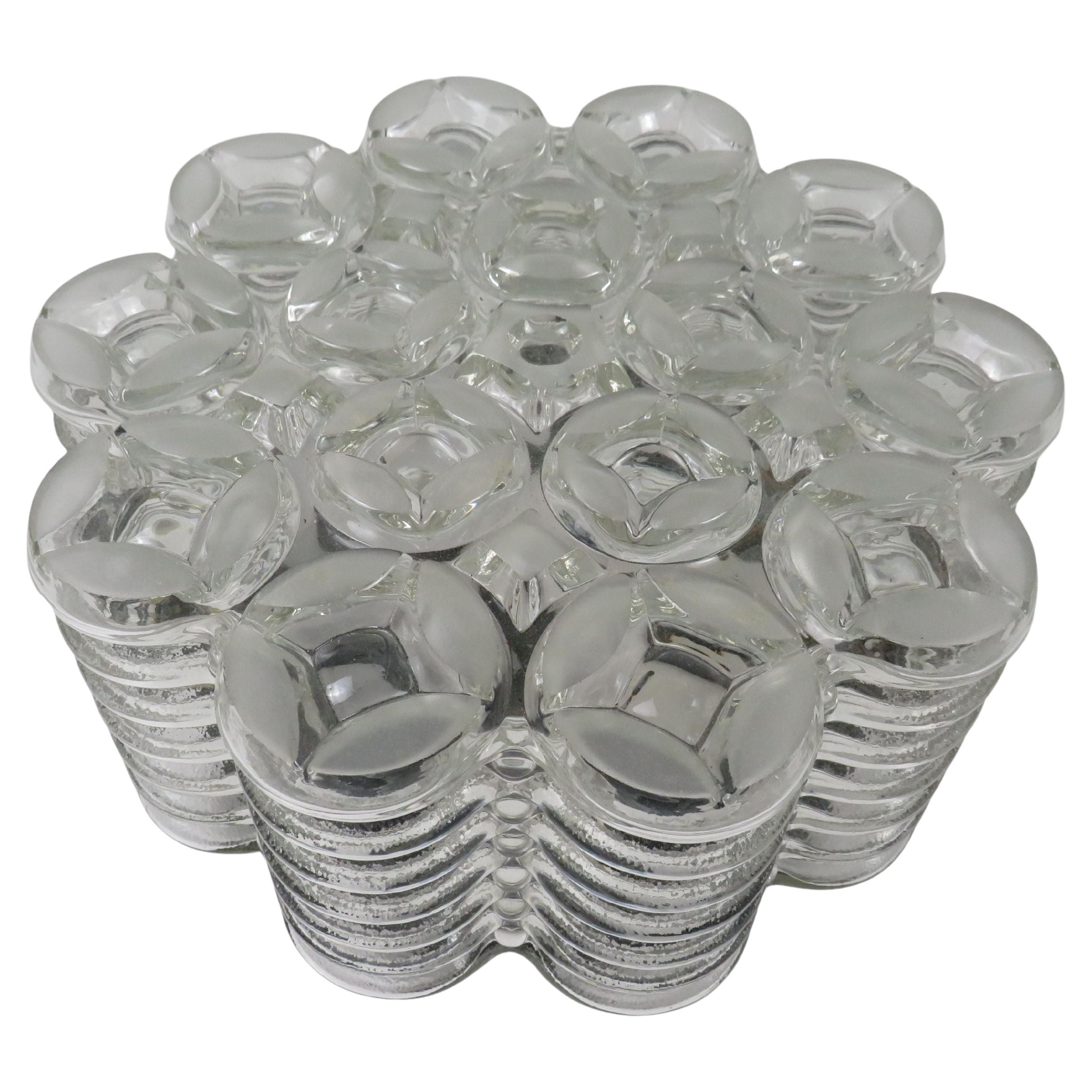 German Architectural Glass Flush Mount by WILA Leuchten, 1970s