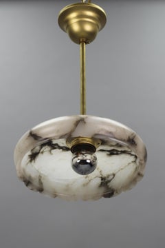 German Art Deco Alabaster Pendant Light, Later Brass Fittings, circa 1930