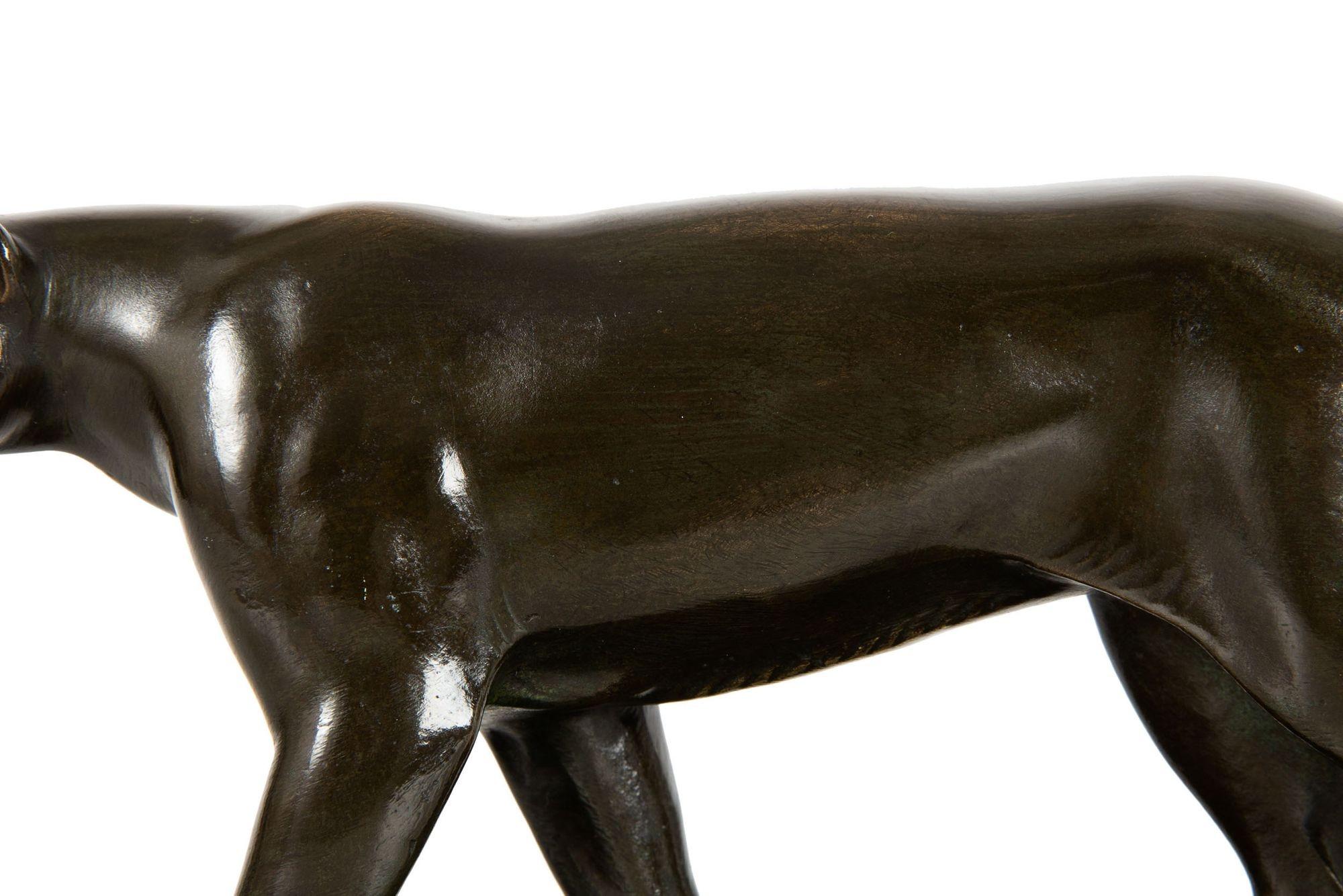 German Art Deco Antique Bronze Sculpture “Stalking Panther”, Wilhelm Schade For Sale 6