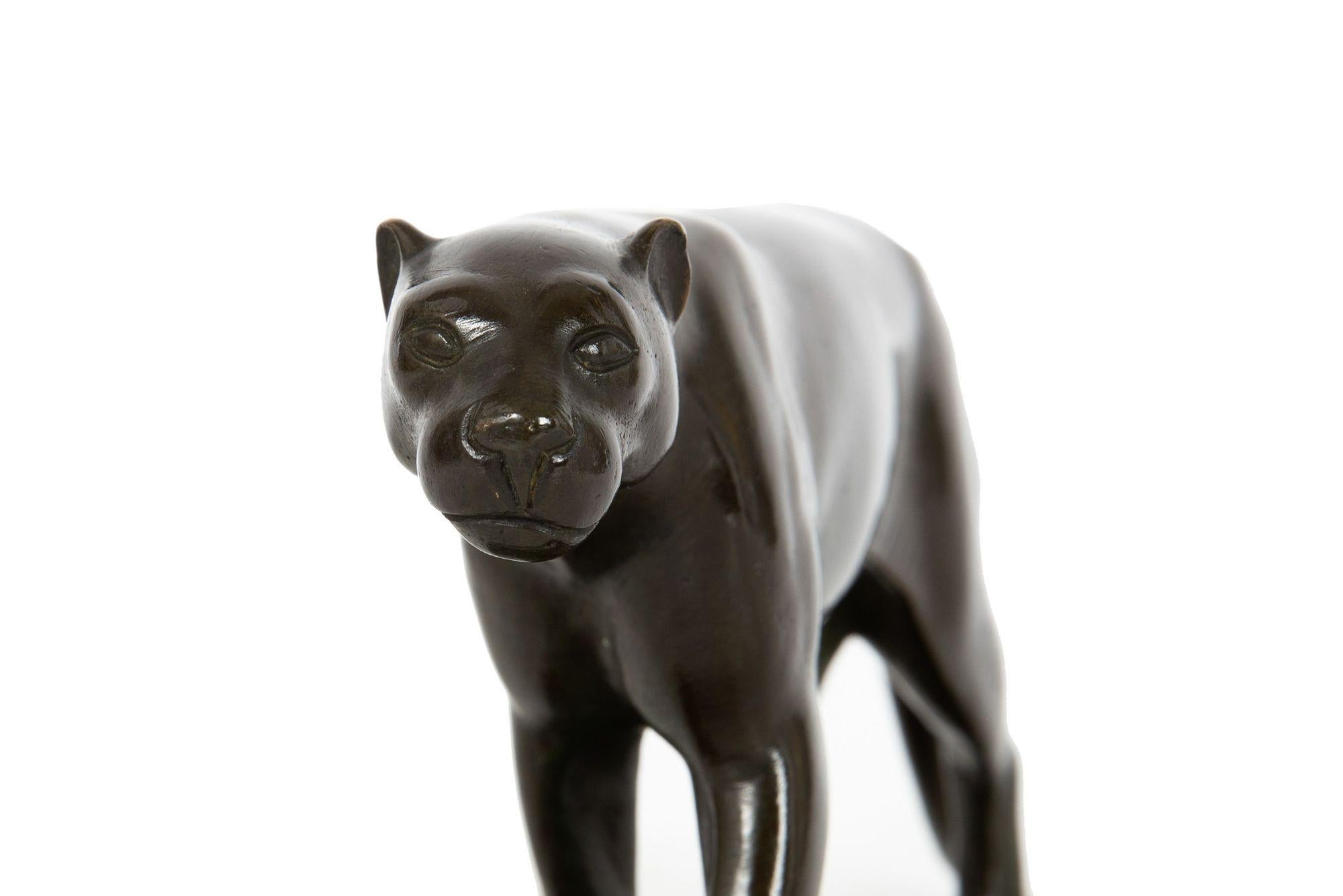 German Art Deco Antique Bronze Sculpture “Stalking Panther”, Wilhelm Schade For Sale 9