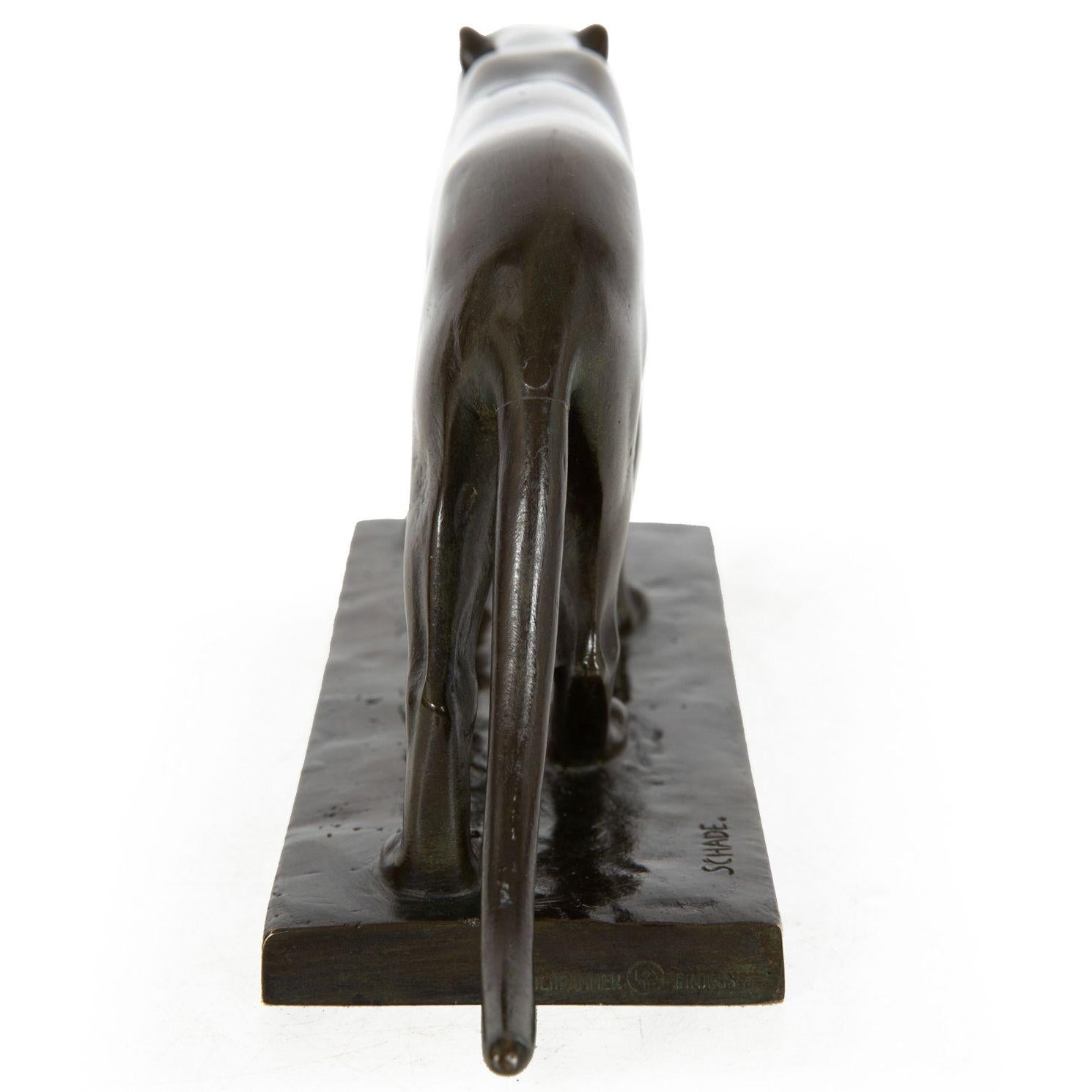 German Art Deco Antique Bronze Sculpture “Stalking Panther”, Wilhelm Schade For Sale 10