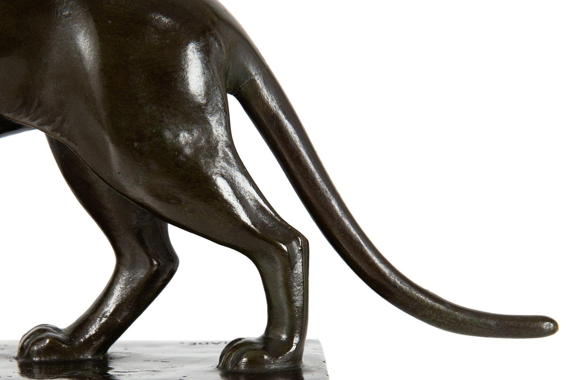 German Art Deco Antique Bronze Sculpture “Stalking Panther”, Wilhelm Schade For Sale 11