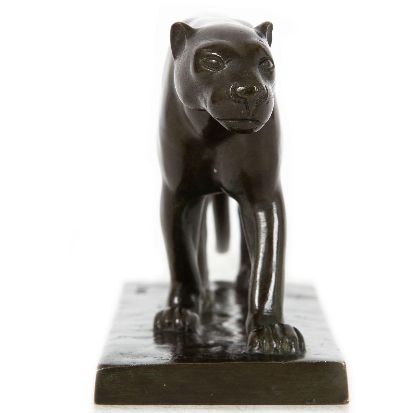 20th Century German Art Deco Antique Bronze Sculpture “Stalking Panther”, Wilhelm Schade For Sale