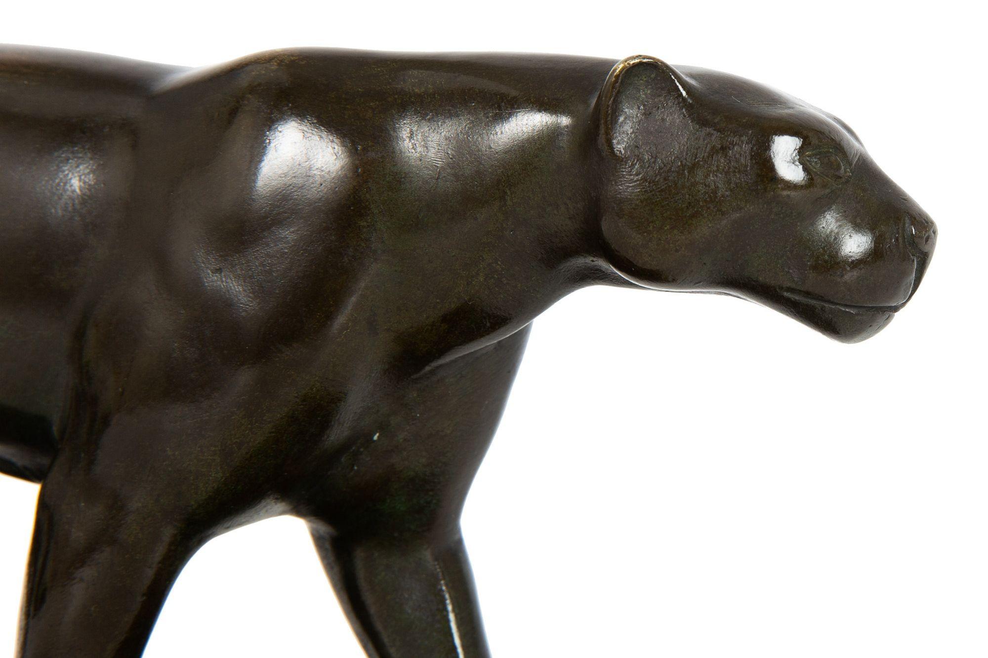 German Art Deco Antique Bronze Sculpture “Stalking Panther”, Wilhelm Schade For Sale 2