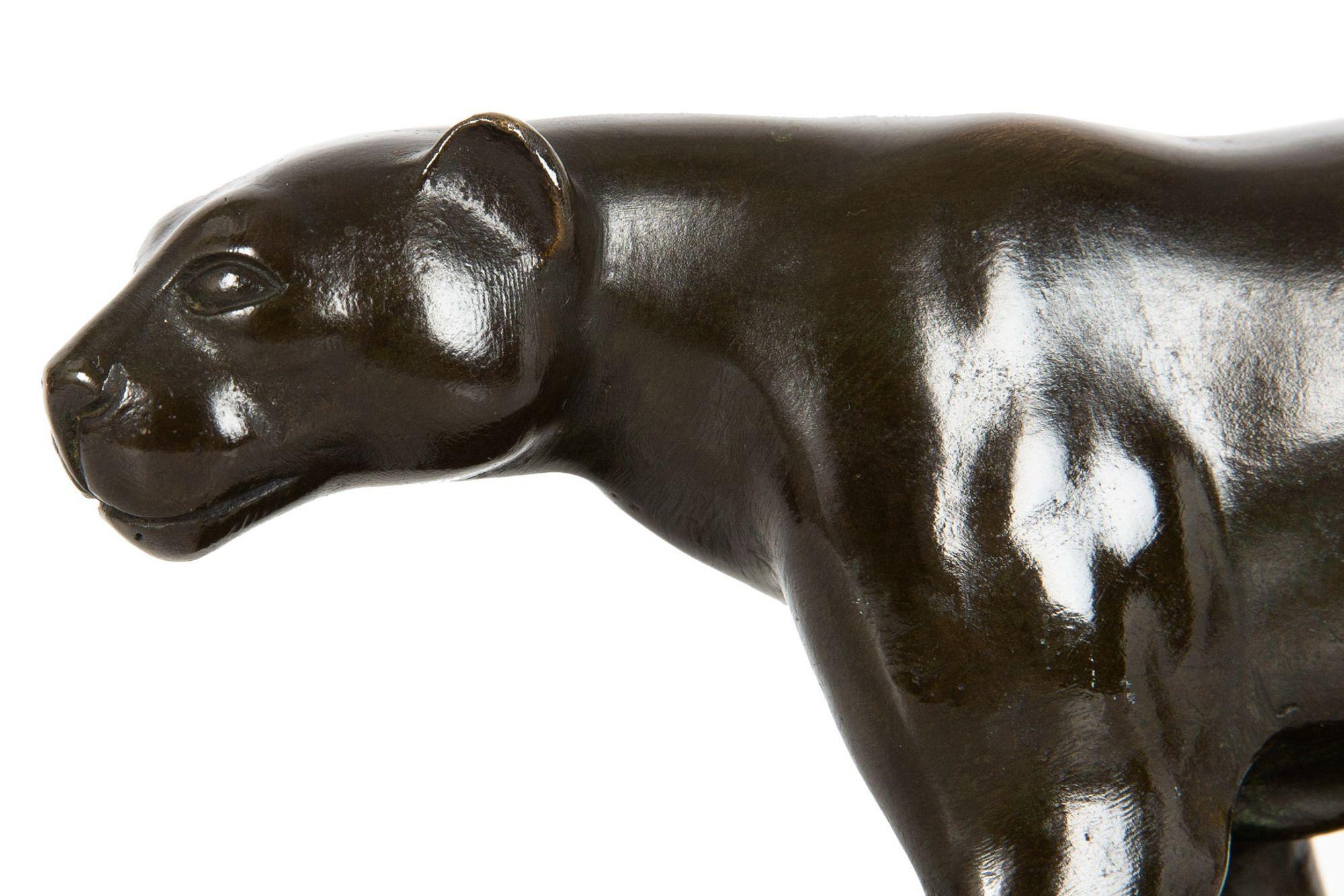 German Art Deco Antique Bronze Sculpture “Stalking Panther”, Wilhelm Schade For Sale 3