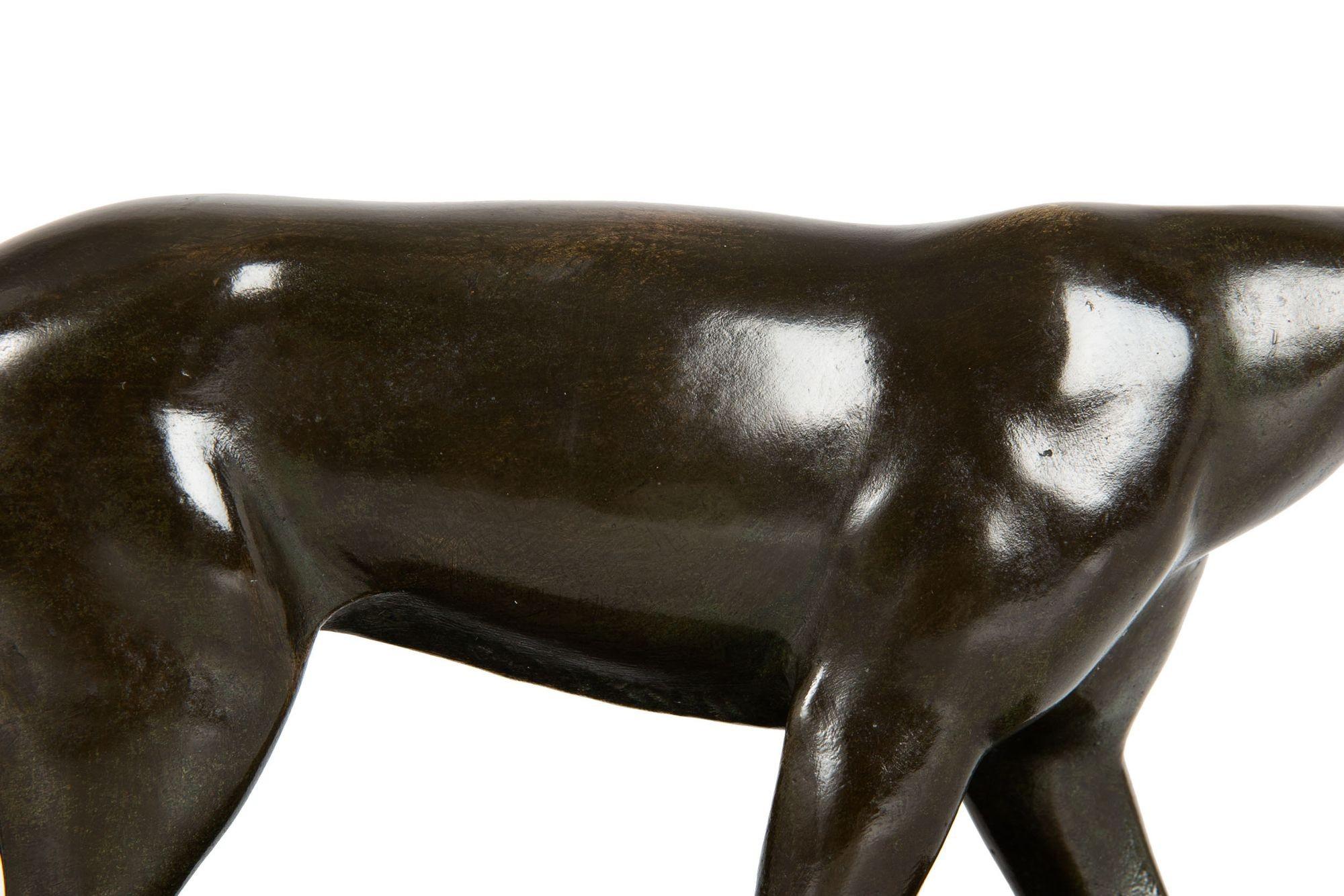 German Art Deco Antique Bronze Sculpture “Stalking Panther”, Wilhelm Schade For Sale 4