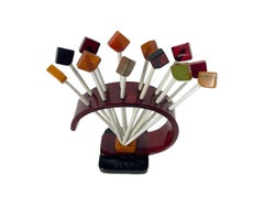 German Art Deco Bakelite Cocktail Picks and Stand