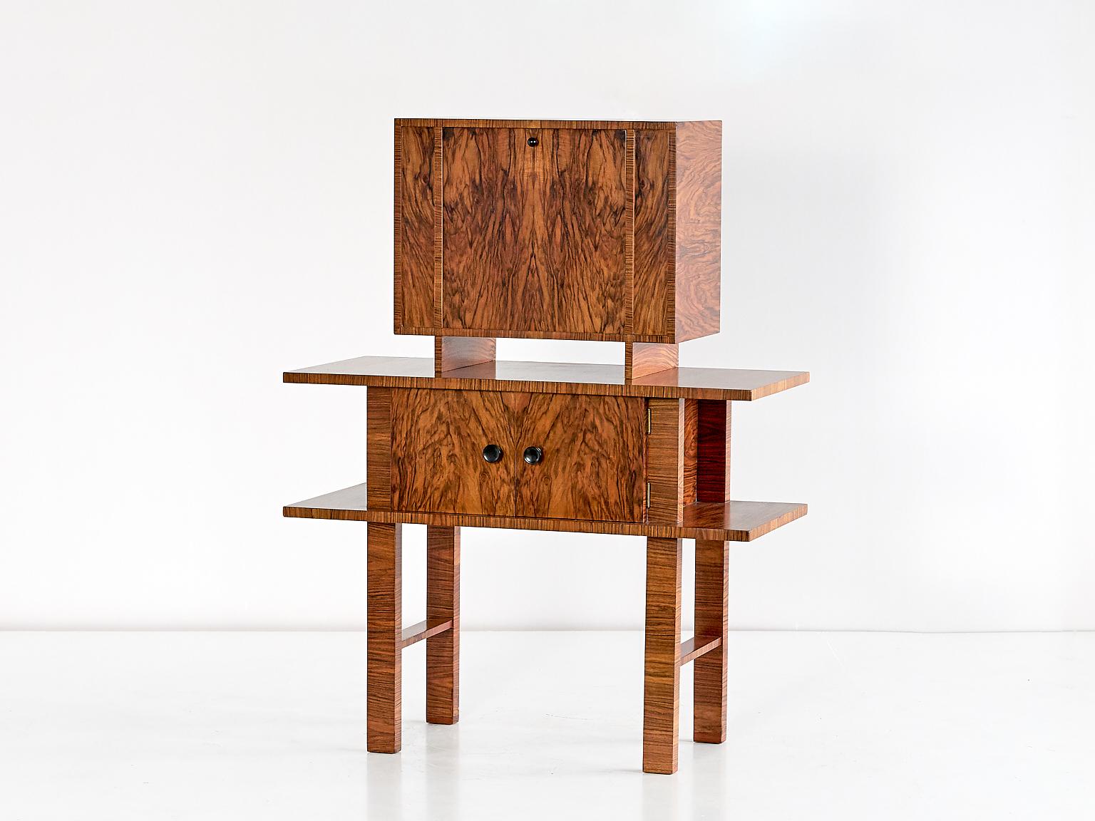 German Art Deco Bar Cabinet in Bolivian Rosewood and Birch 1