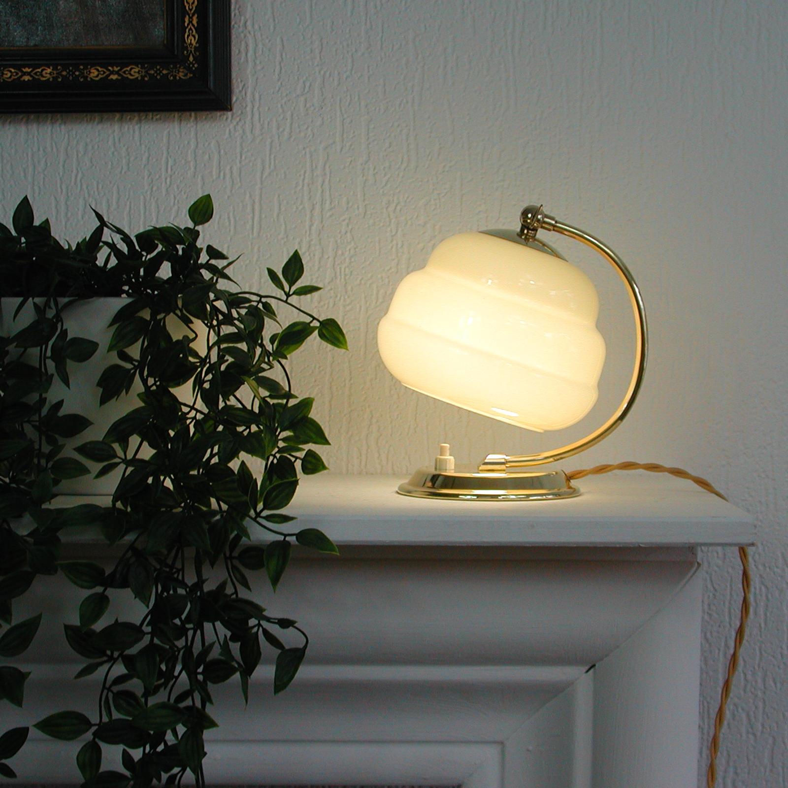 German Art Deco Bauhaus Brass and Opaline Table Lamp, 1930s For Sale 14