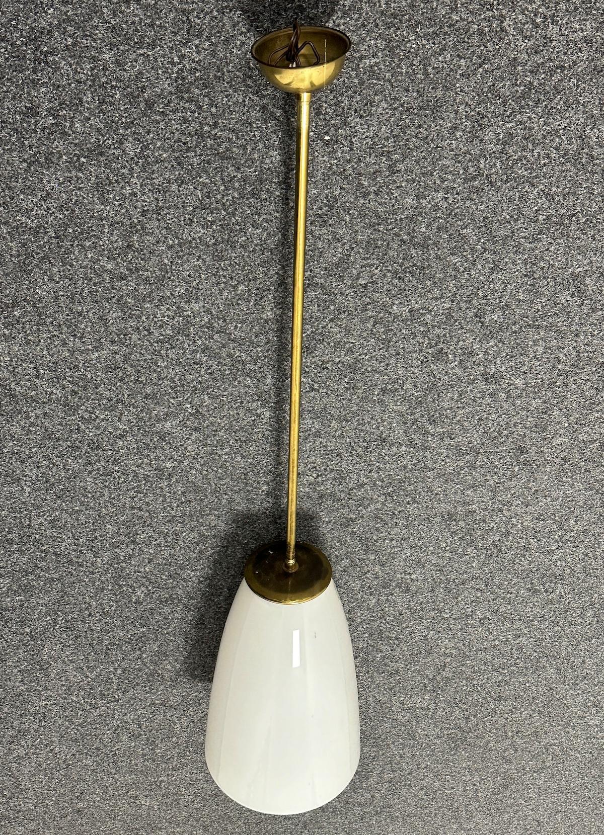 German Art Deco Bauhaus Opaline Glass Chandelier Pendant vintage German For Sale 14