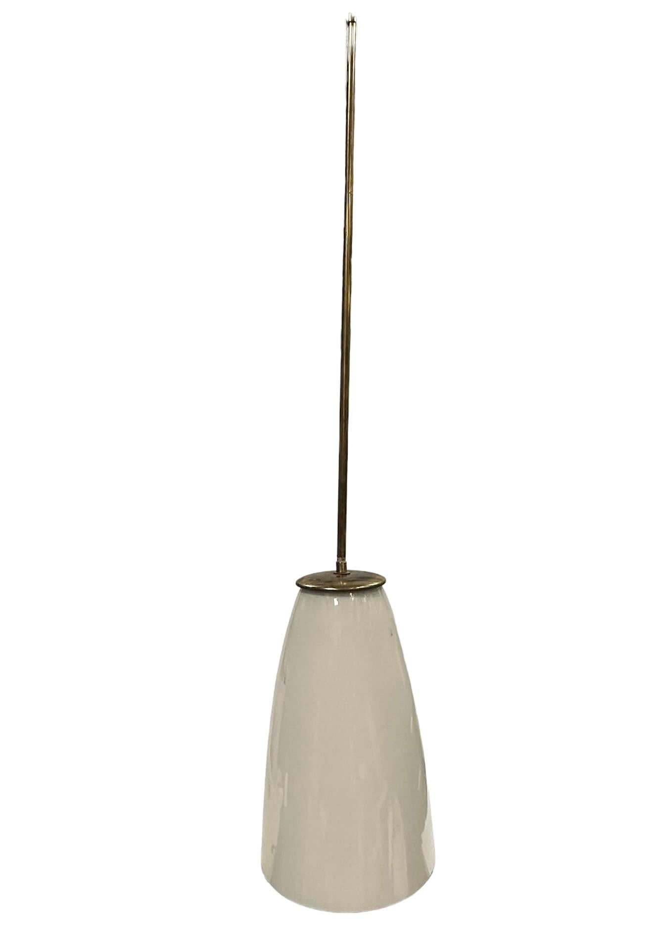 Mid-20th Century German Art Deco Bauhaus Opaline Glass Chandelier Pendant vintage German For Sale