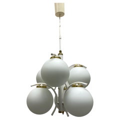 German Art Deco Bauhaus Style Opaline Glass Ball Sputnik Chandelier