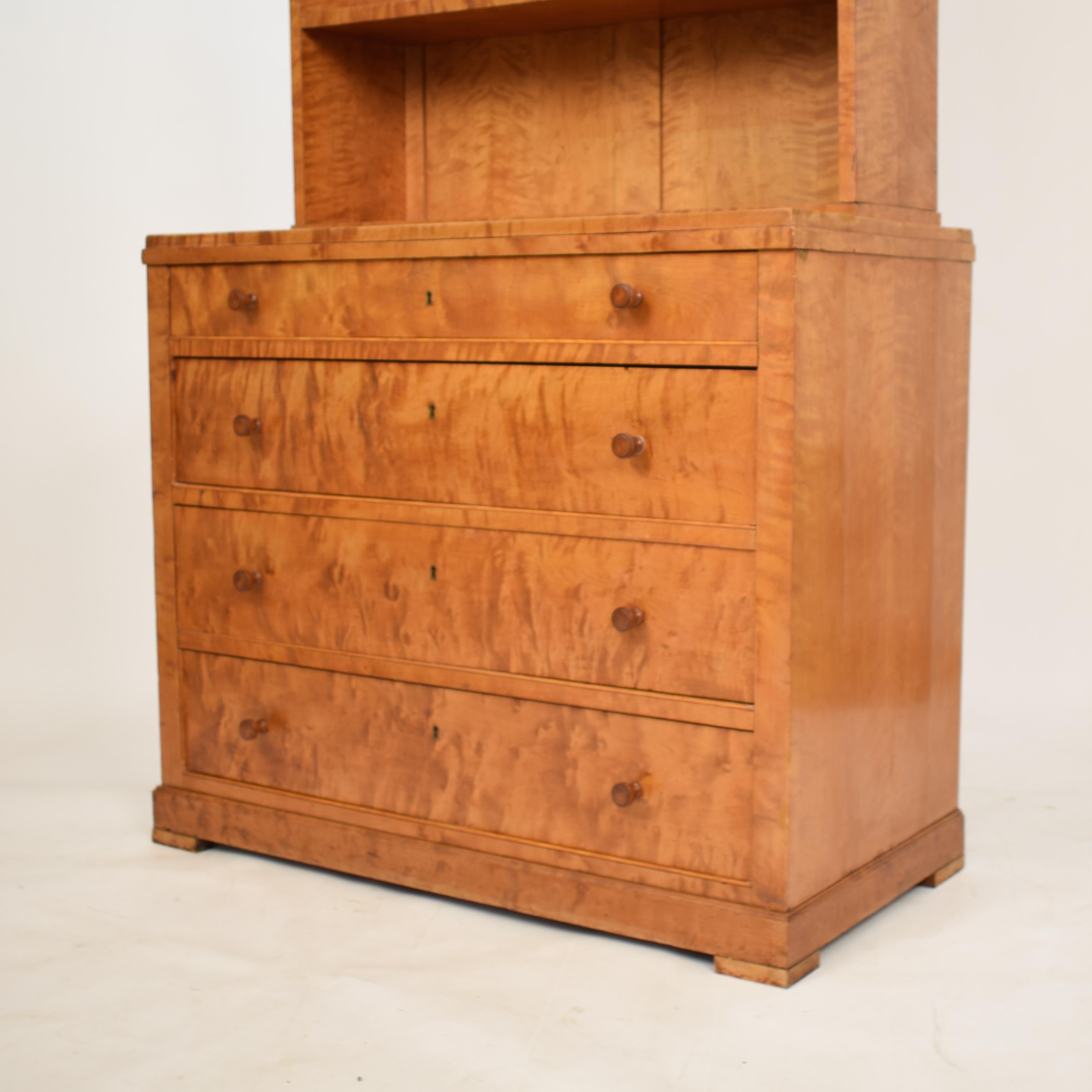 German Art Deco Bookcase or Chest of Drawers in Light Brown Birch, circa 1930 6