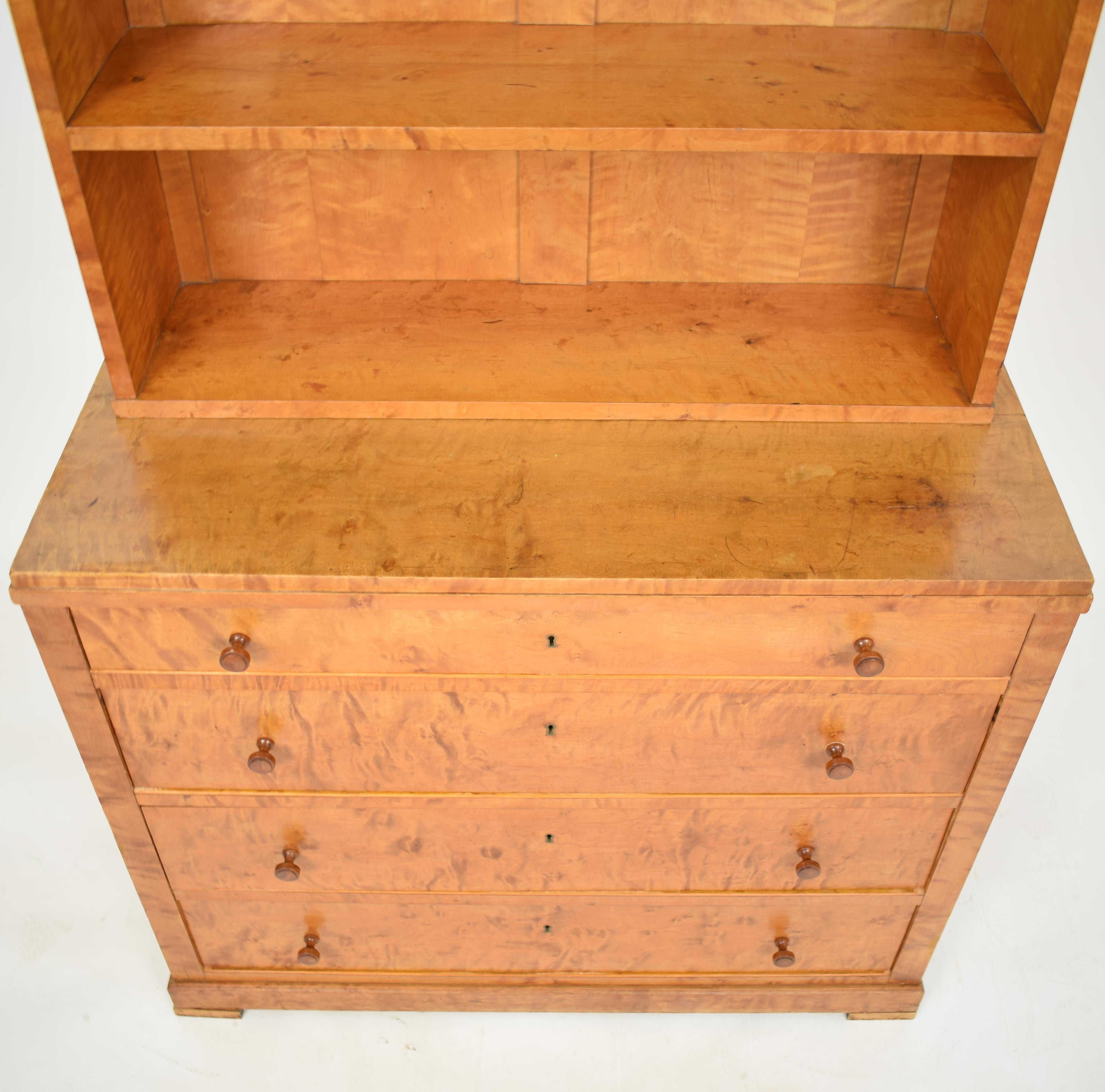 Mid-20th Century German Art Deco Bookcase or Chest of Drawers in Light Brown Birch, circa 1930