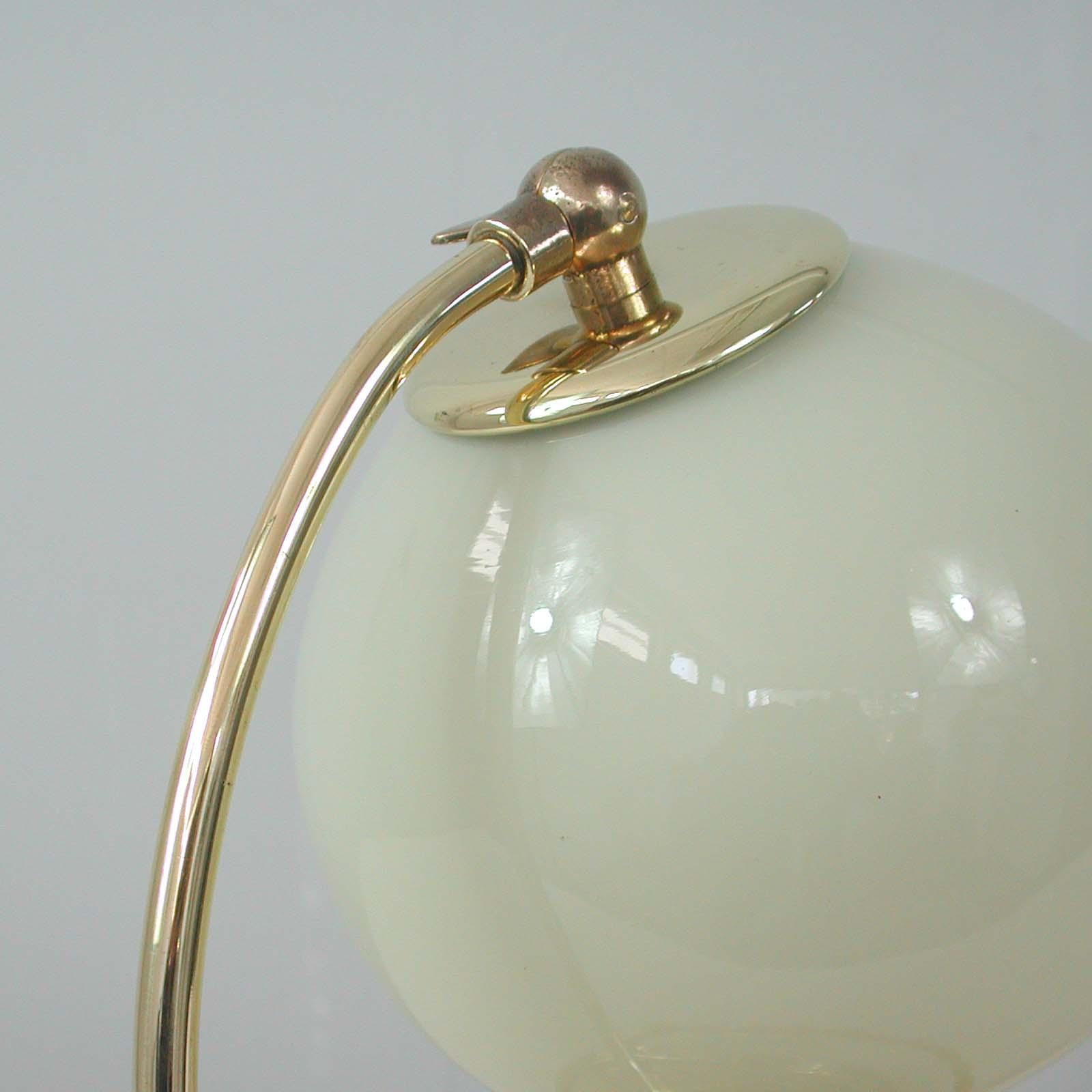 German Art Deco Brass & Opaline Table Lamp, 1930s 8