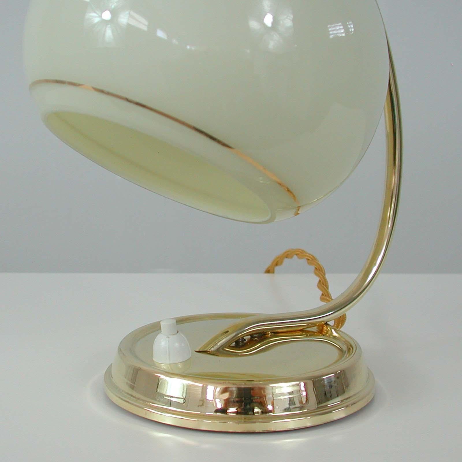 German Art Deco Brass & Opaline Table Lamp, 1930s 9